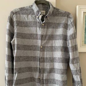 Frank & Oak cotton/linen shirt - blue/grey size XS